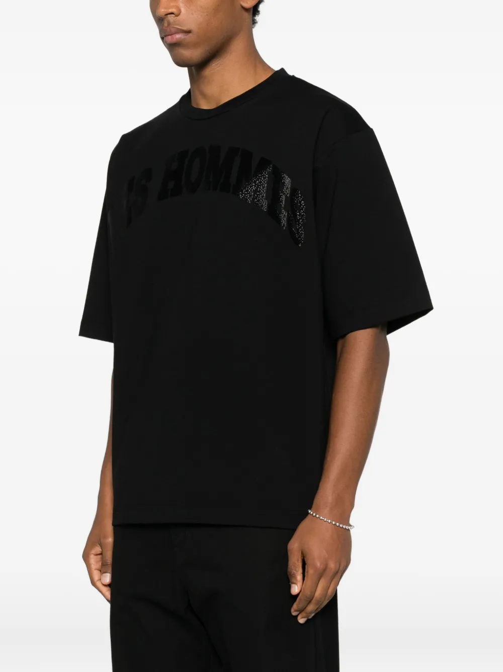 Les Hommes Urban Logo-detail Crew-neck T-shirt In Black