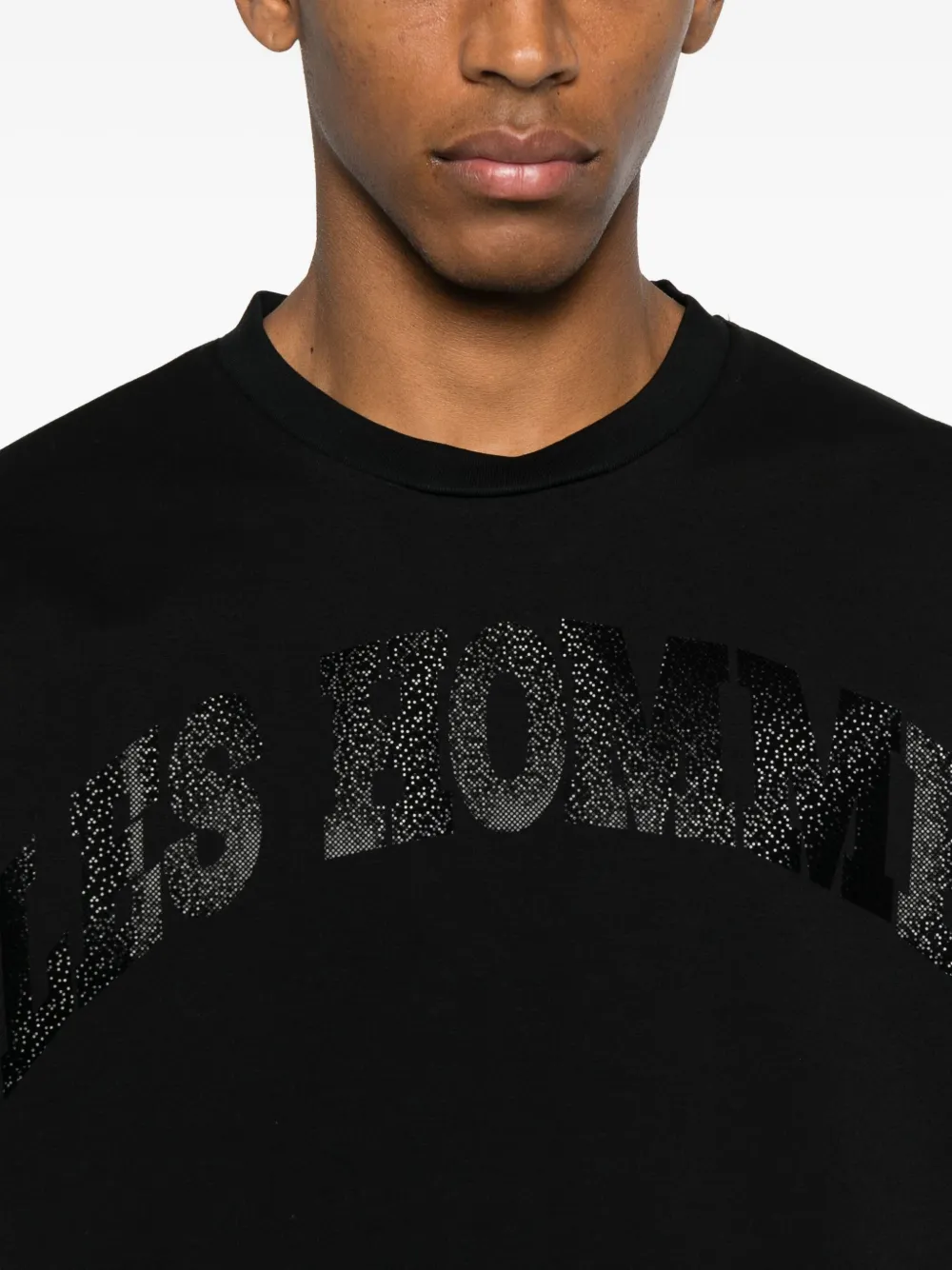 Les Hommes Urban Logo-detail Crew-neck T-shirt In Black