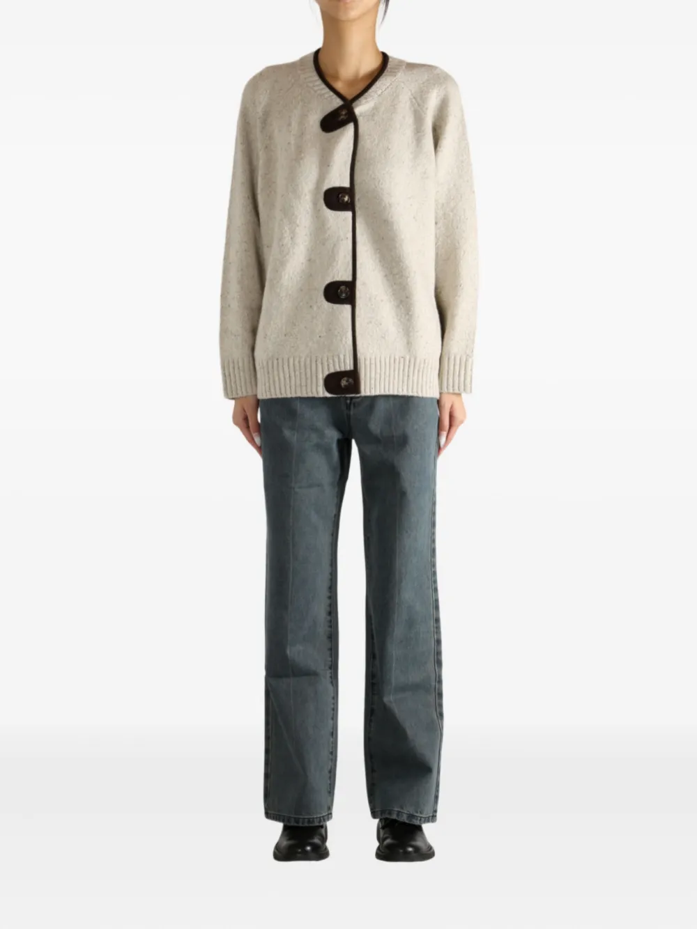 Atelier New York Button Trim Cardigan In Multi