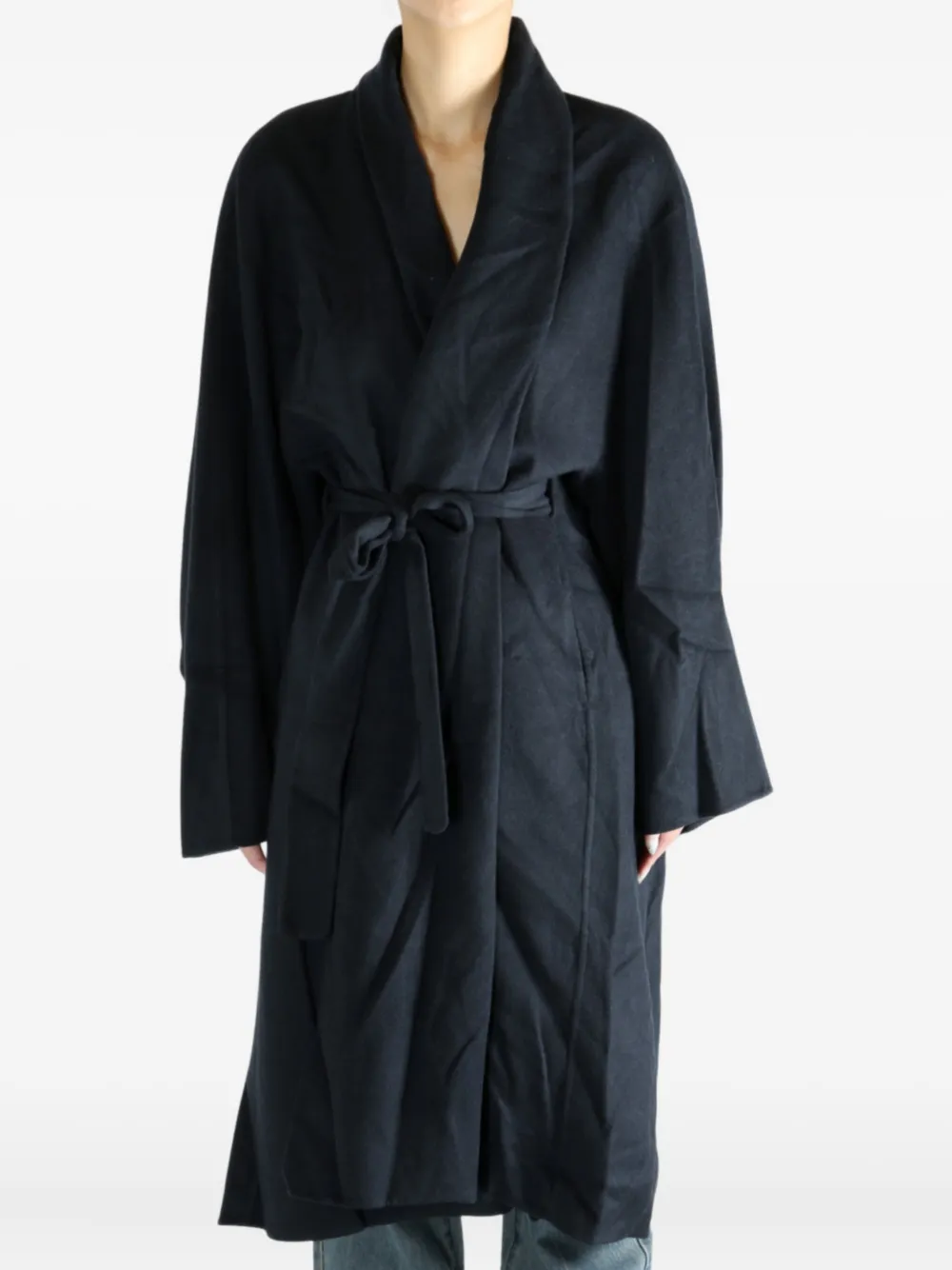 Atelier New York Tie-waist Coat In Black