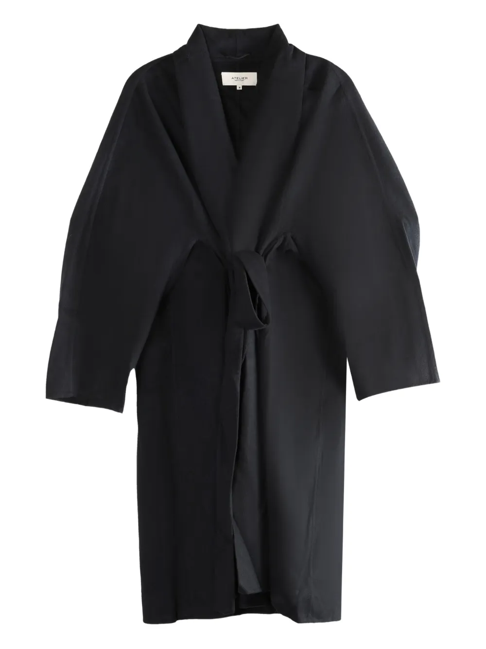 Atelier New York Tie-waist Coat In Black