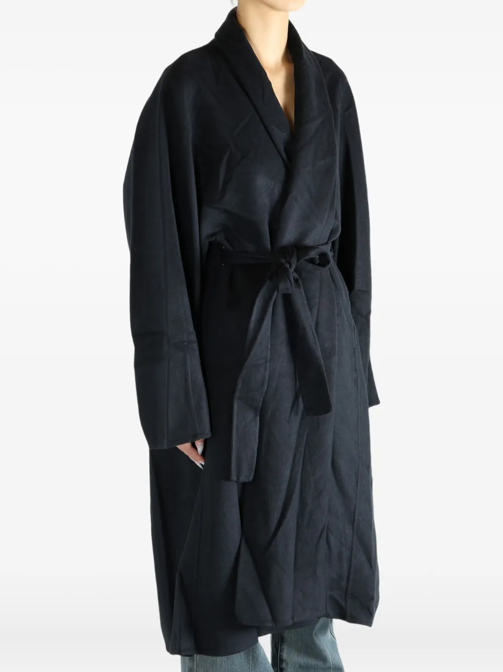 Atelier New York Tie-waist Coat In Black