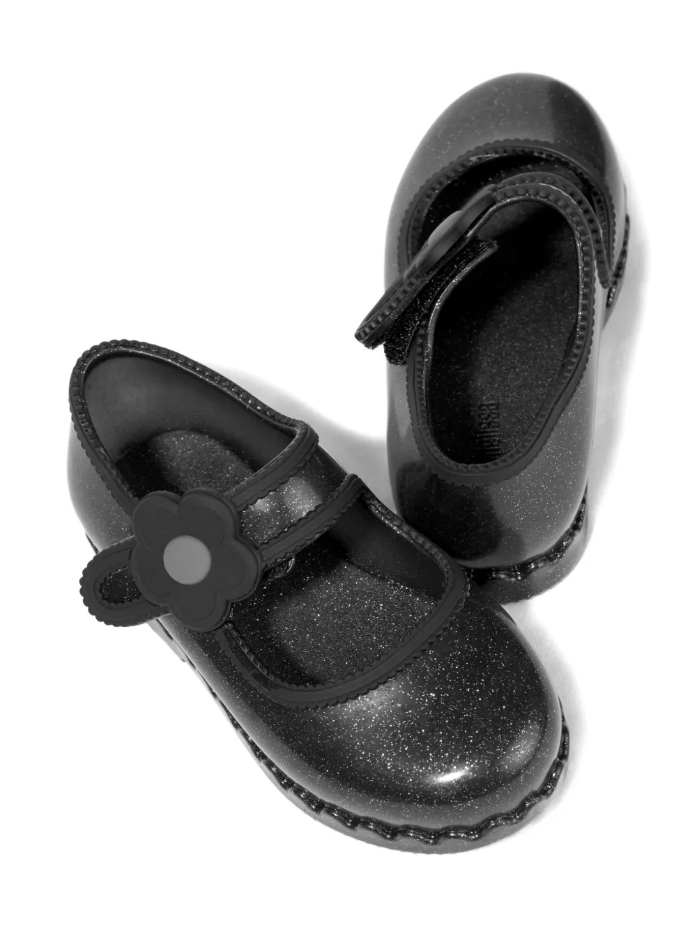 Mini Melissa flower-strap ballet flats Zwart