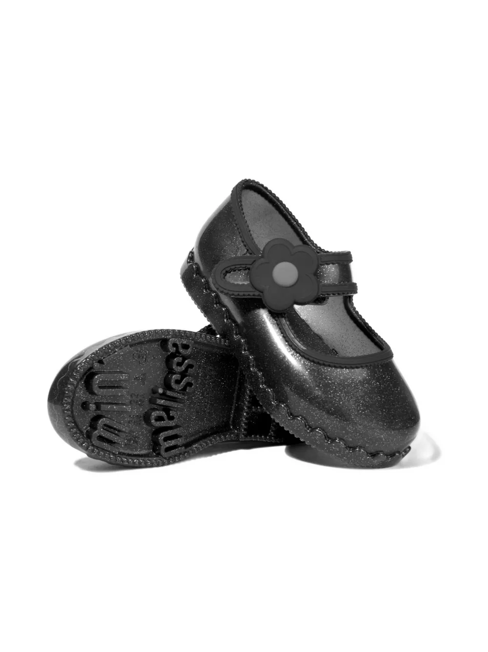 Mini Melissa flower-strap ballet flats - Zwart