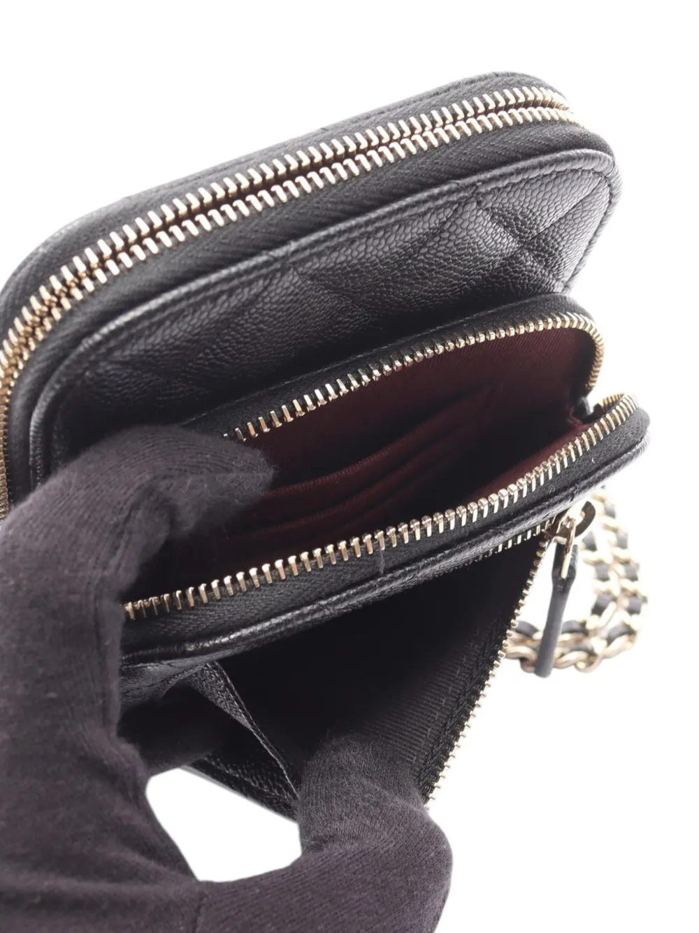 CHANEL Pre-Owned 2021-2025 CC Quilted Caviar Phone Holder with Chain crossbody bag | Pre-Owned | Image 2