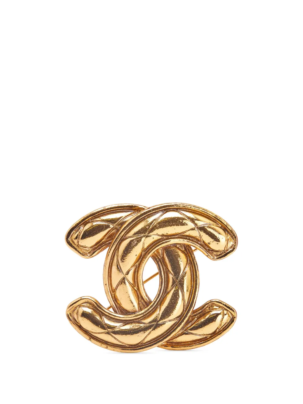 CHANEL Pre-Owned 1970-1980 ゴールドプレーテッド ココマーク マトラッセ コスチューム ブローチ - CHANEL Pre-Owned 1970-1980 ゴールドプレーテッド ココマーク マトラッセ コスチューム ブローチ -