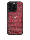 VELANTE crocodile-texture leather iPhone 16 Pro Max phone case - Grey