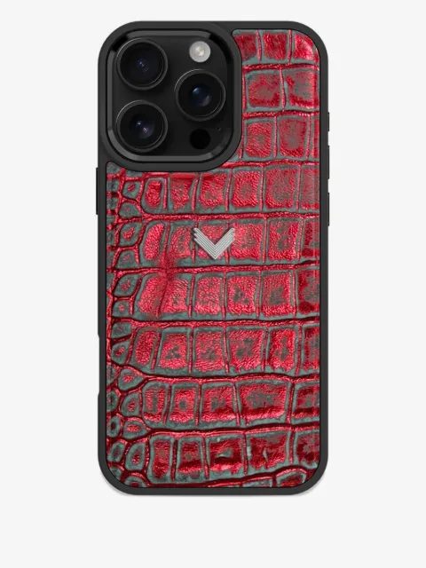 VELANTE crocodile-texture leather iPhone 16 Pro Max phone case