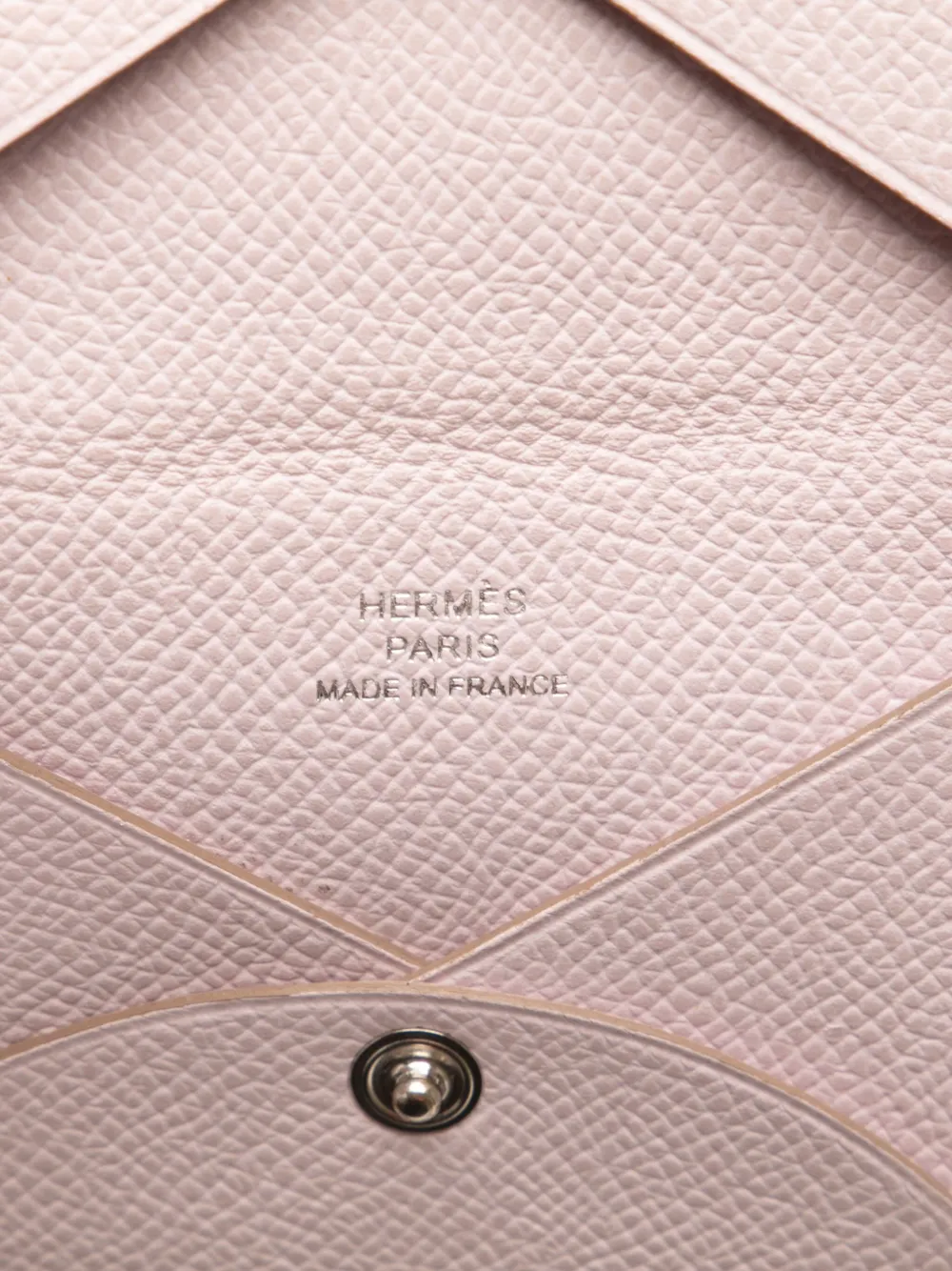 Pre-owned Hermes 2022 Epsom Calvi Card Holder In Pink