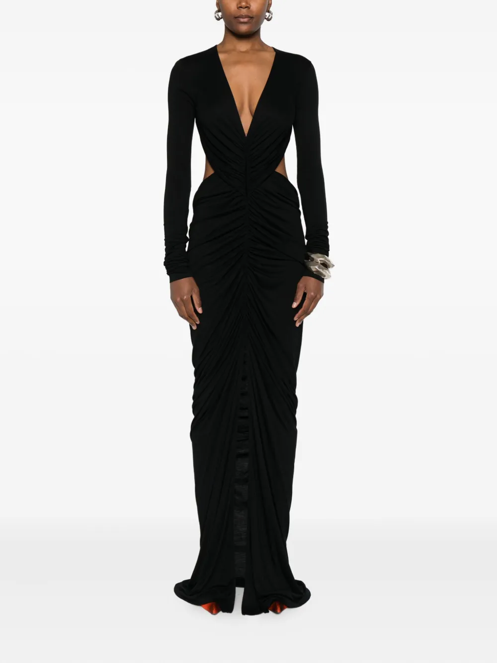 Rick Owens Poppy cut-out ruched gown - Zwart