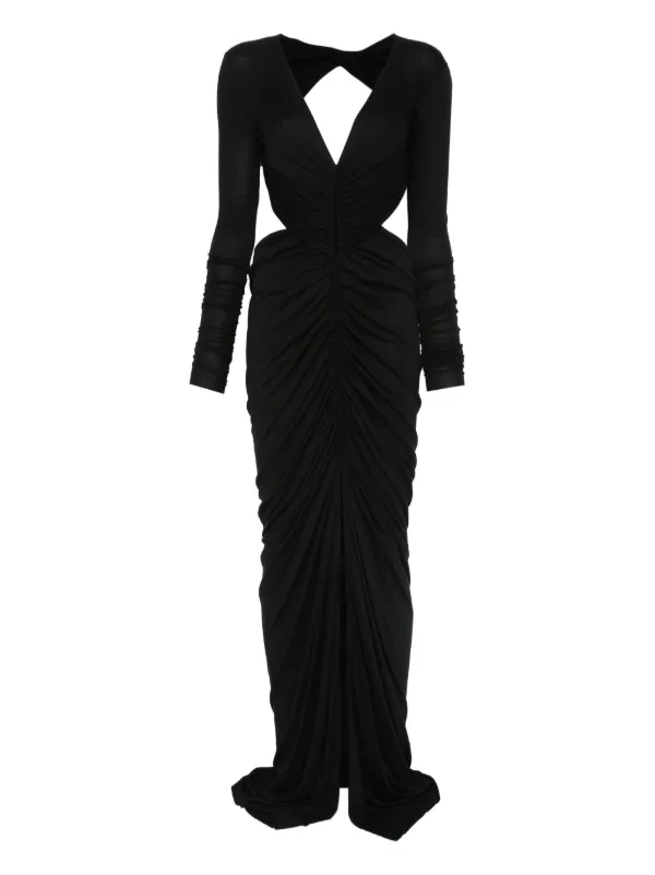 Rick Owens Lilies Poppy cut-out Ruched Gown | Black | FARFETCH