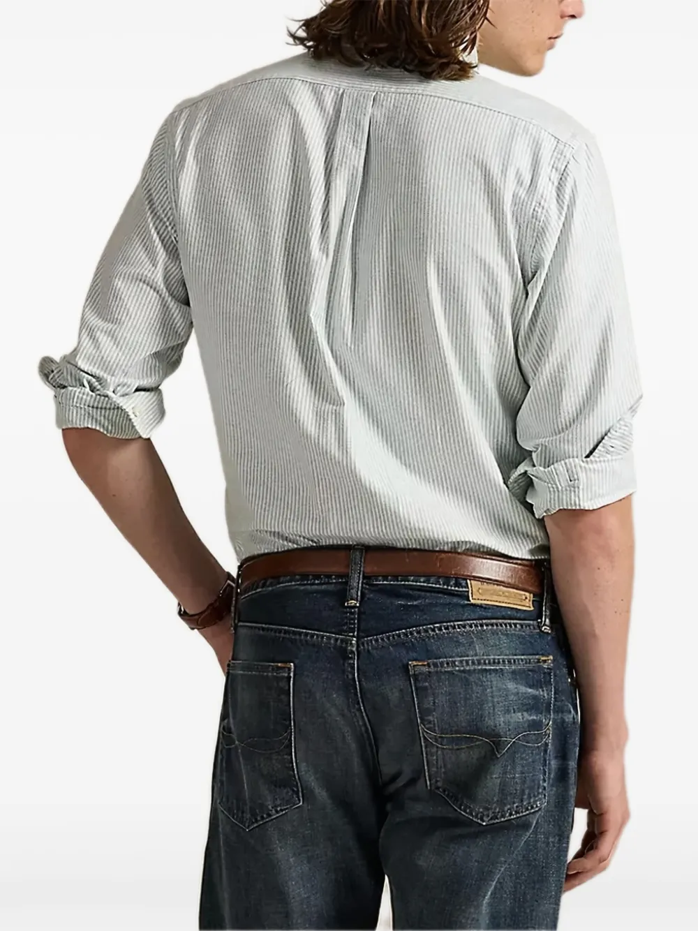 Polo Ralph Lauren Gestreept overhemd met borduurwerk Groen