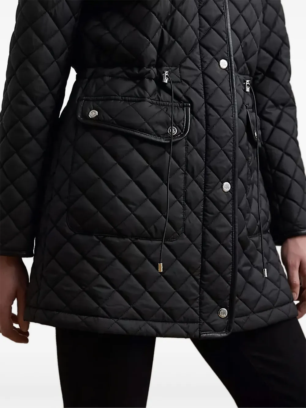 Ralph Lauren Crest-patch Diamond-quilted Hooded Jacket In Black