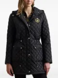 Lauren Ralph Lauren crest-patch diamond-quilted hooded jacket - Black