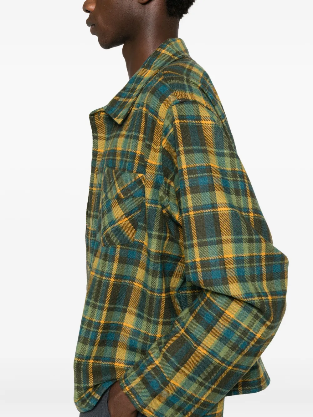 Stockholm Surfboard Club Checked Patch-pocket Shirt In Green