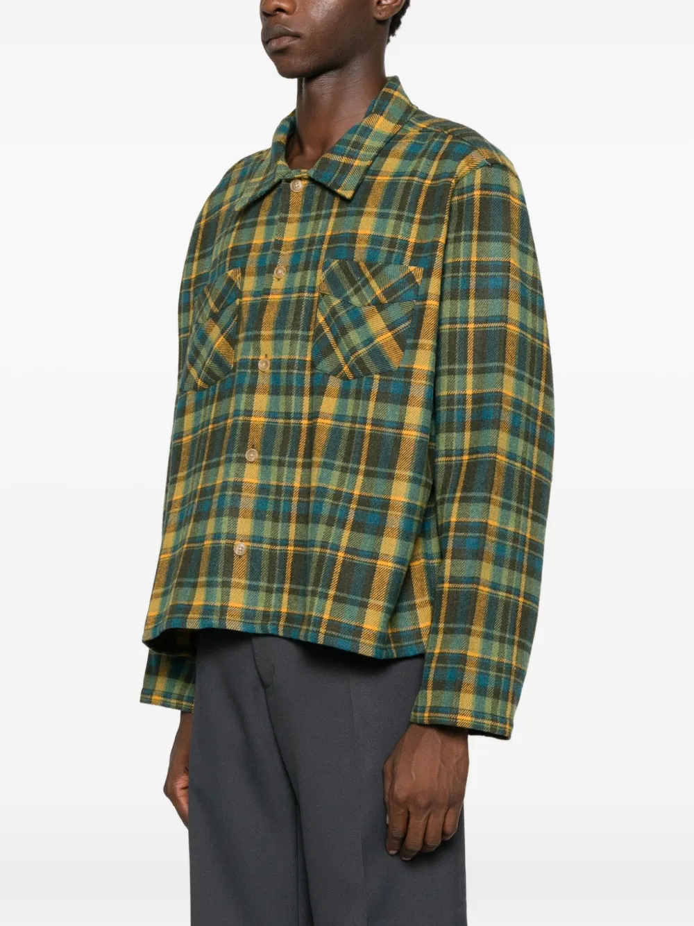 Stockholm Surfboard Club Checked Patch-pocket Shirt In Green