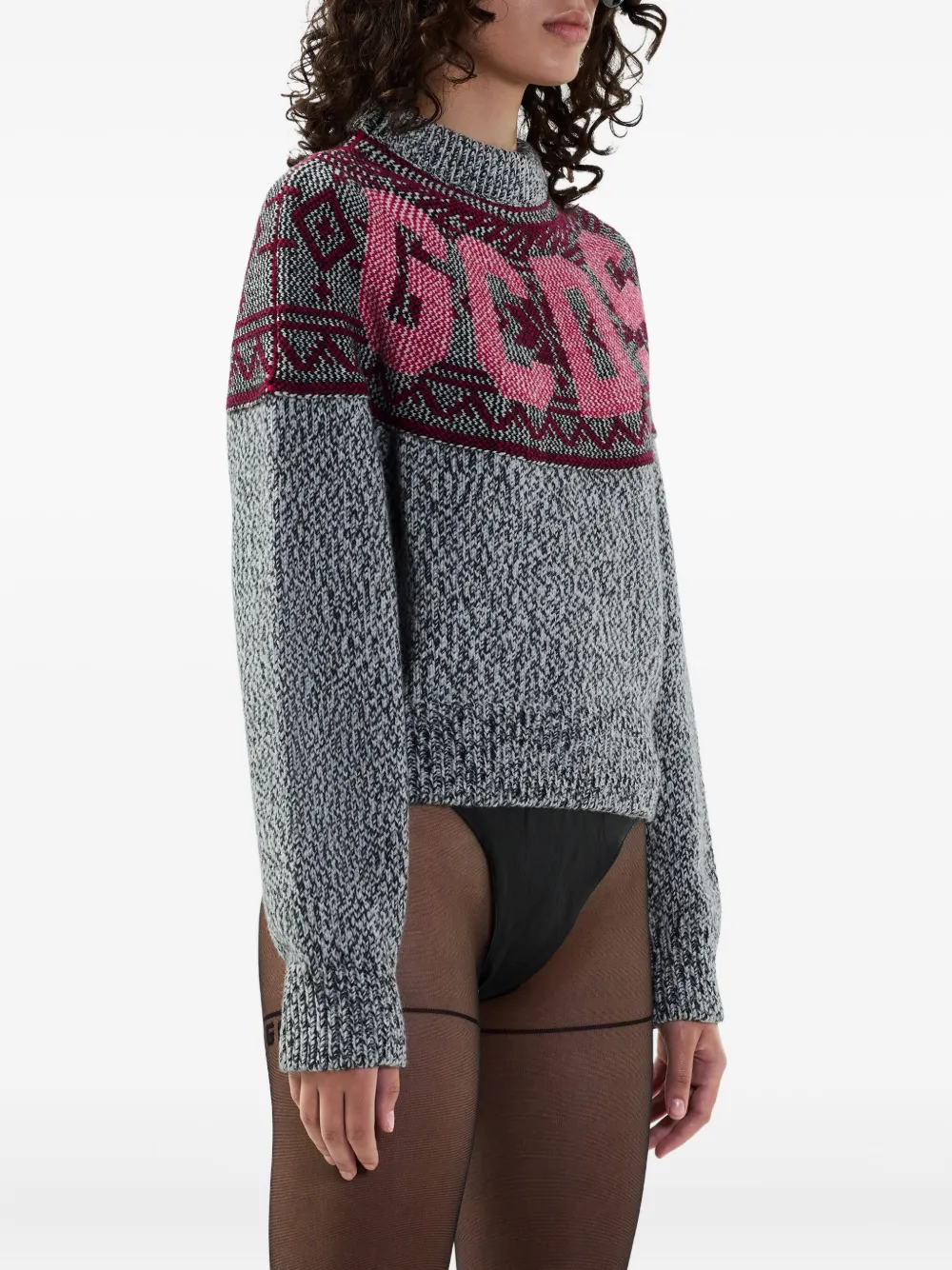 GCDS Trui met intarsia logo Grijs