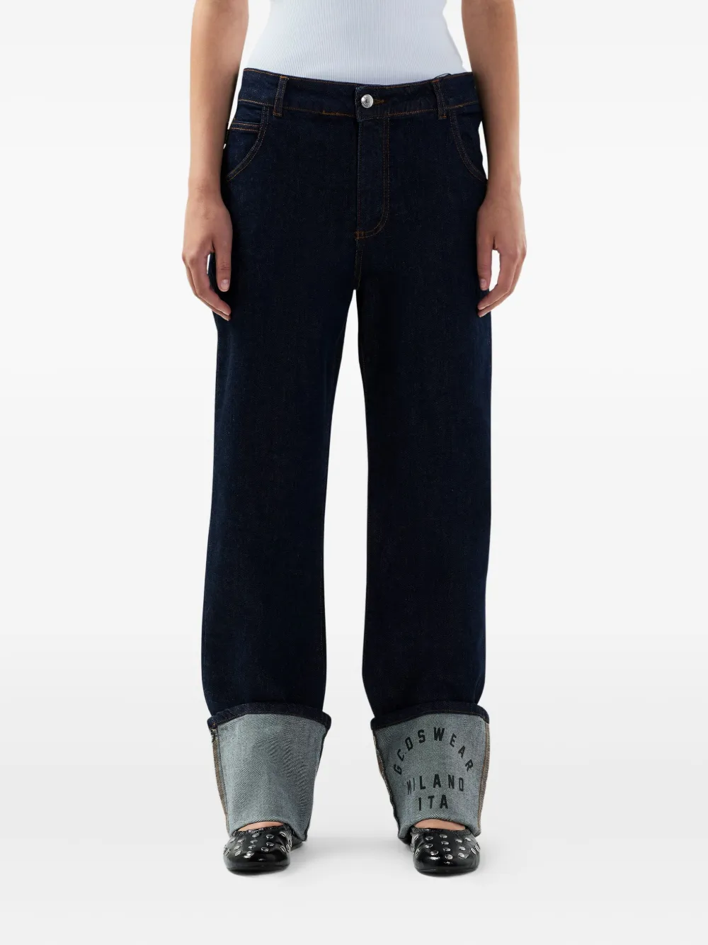 GCDS Jeans met omgeslagen zoom Blauw