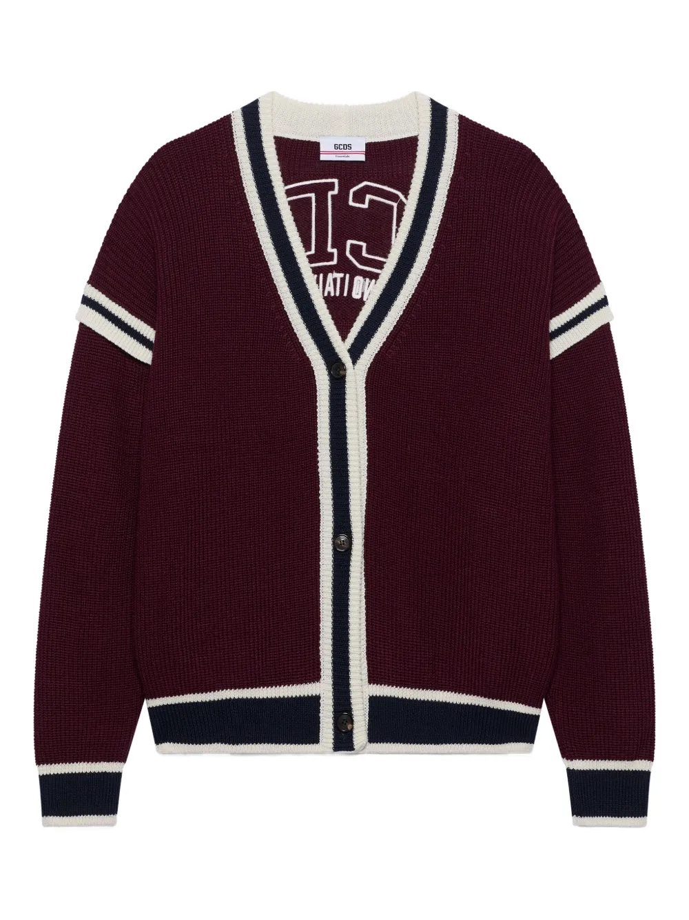 Gcds Striped Button Cardigan In Red