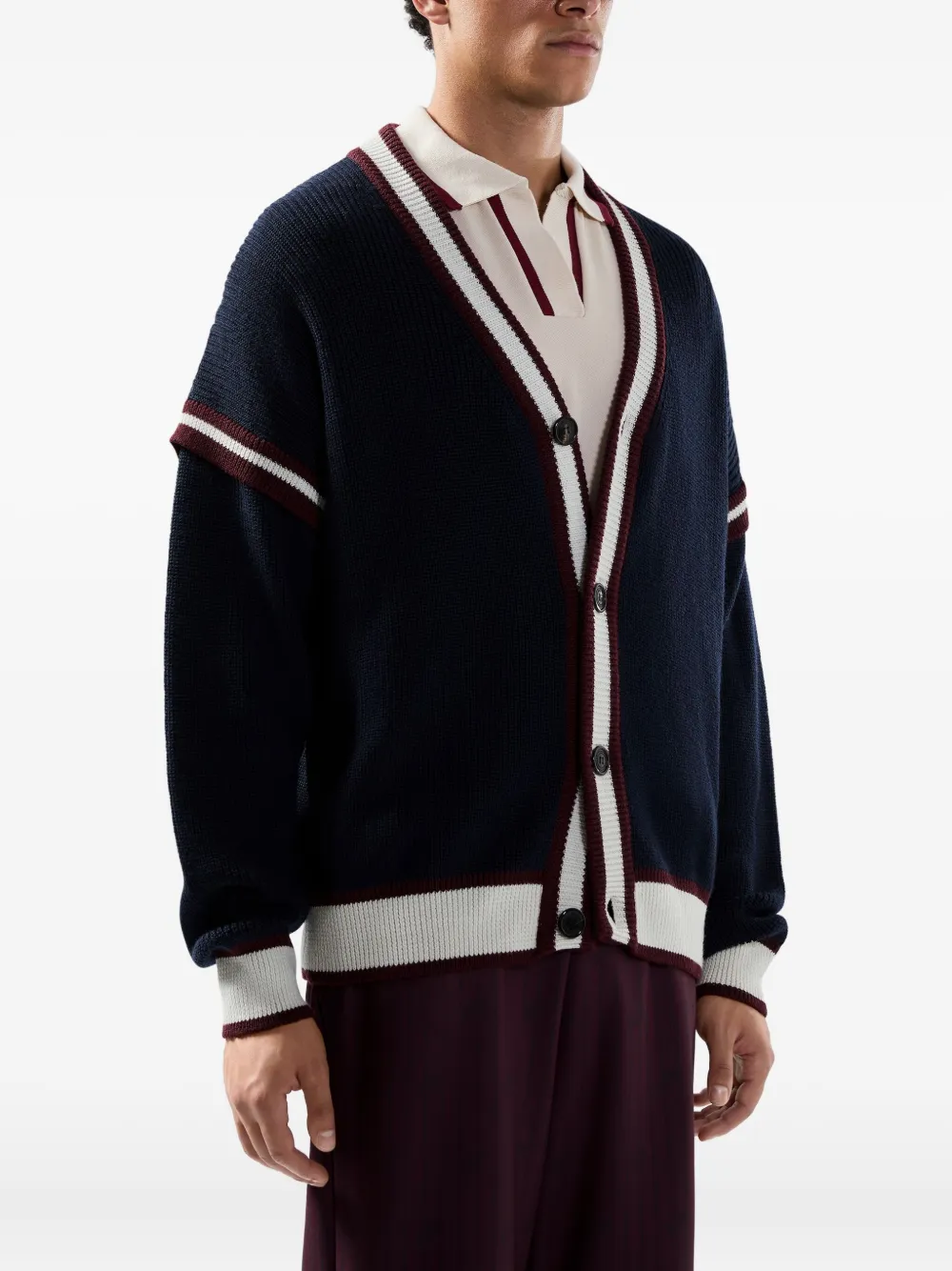 GCDS Vest met knopen en gestreept detail Blauw