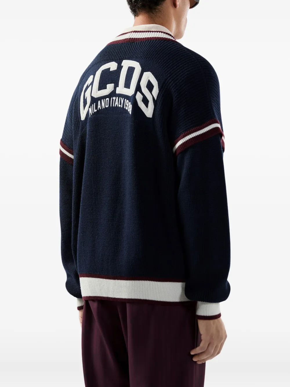 GCDS Vest met knopen en gestreept detail Blauw