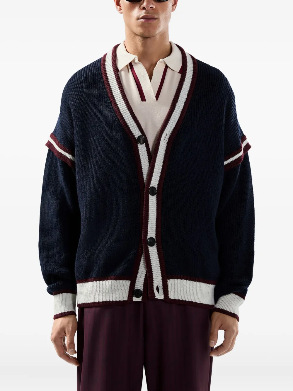 GCDS Vest met knopen en gestreept detail Blauw