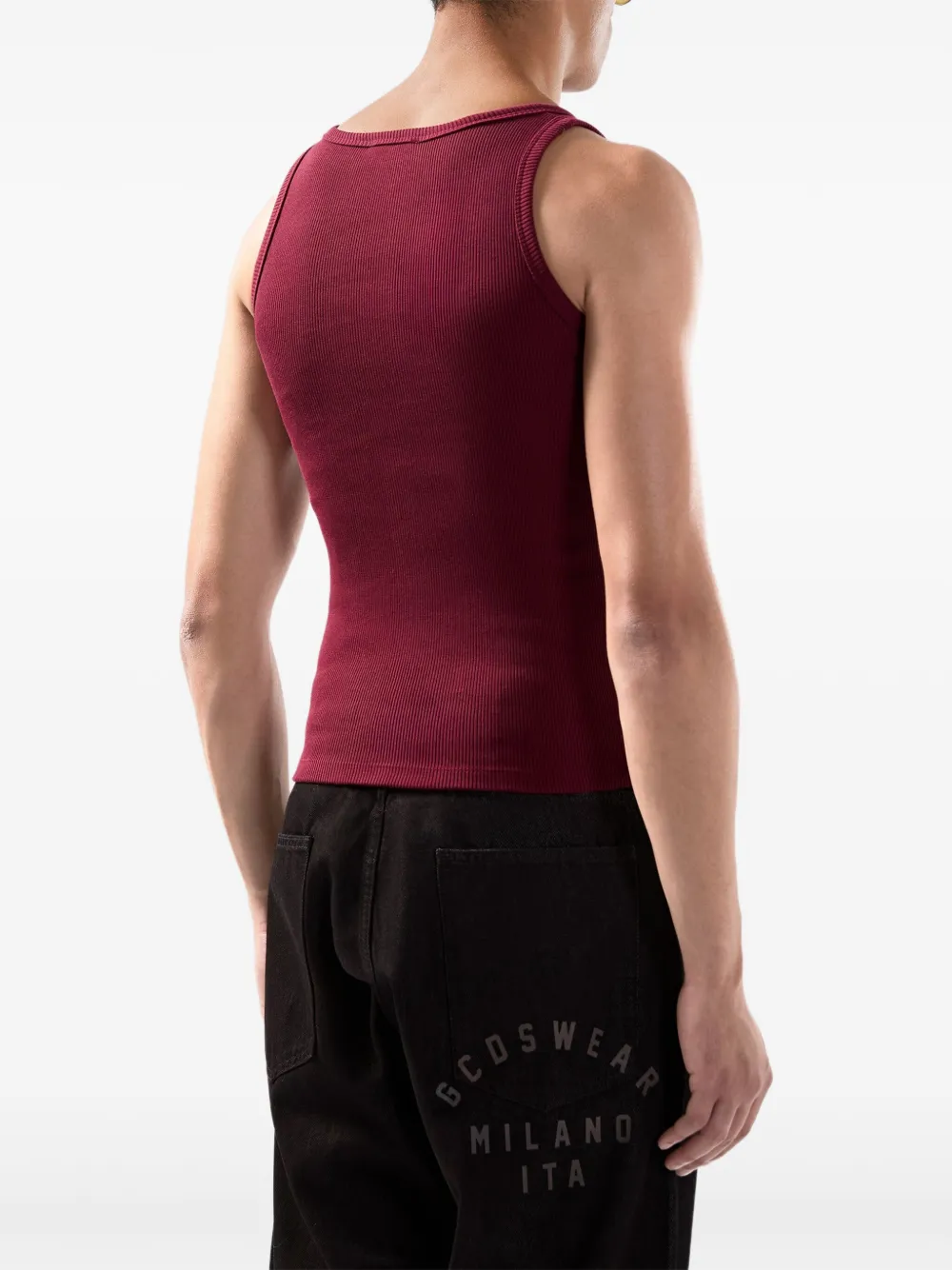 Gcds Logo-embroidered Tank Top In Red