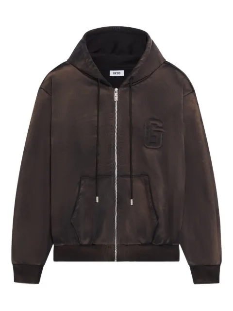 GCDS logo-embossed zip-up hoodie