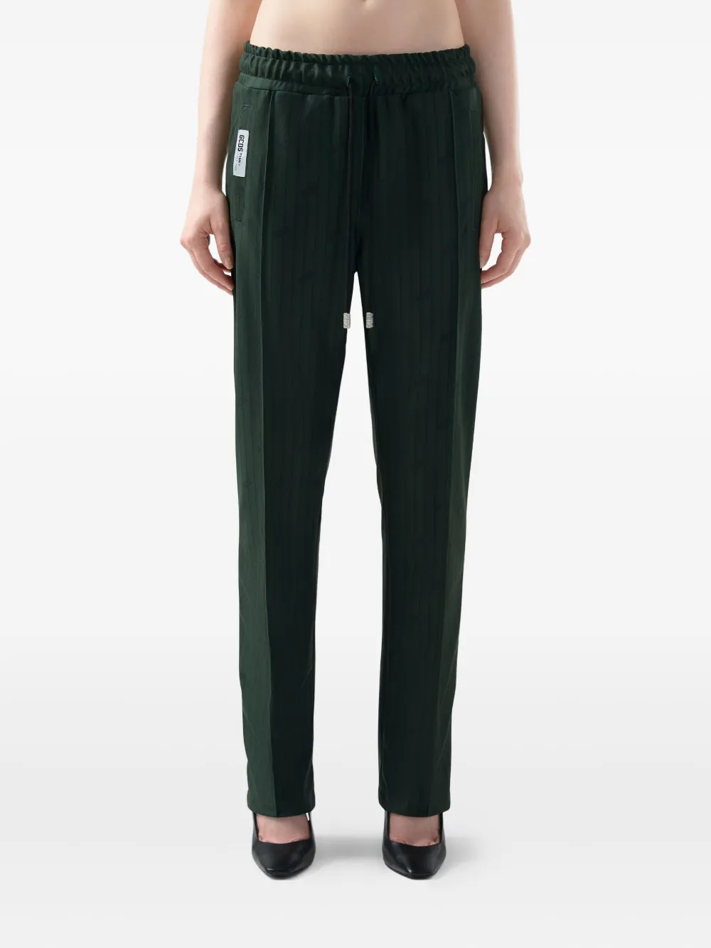 Gcds Pinstripe Drawstring Trousers In Green