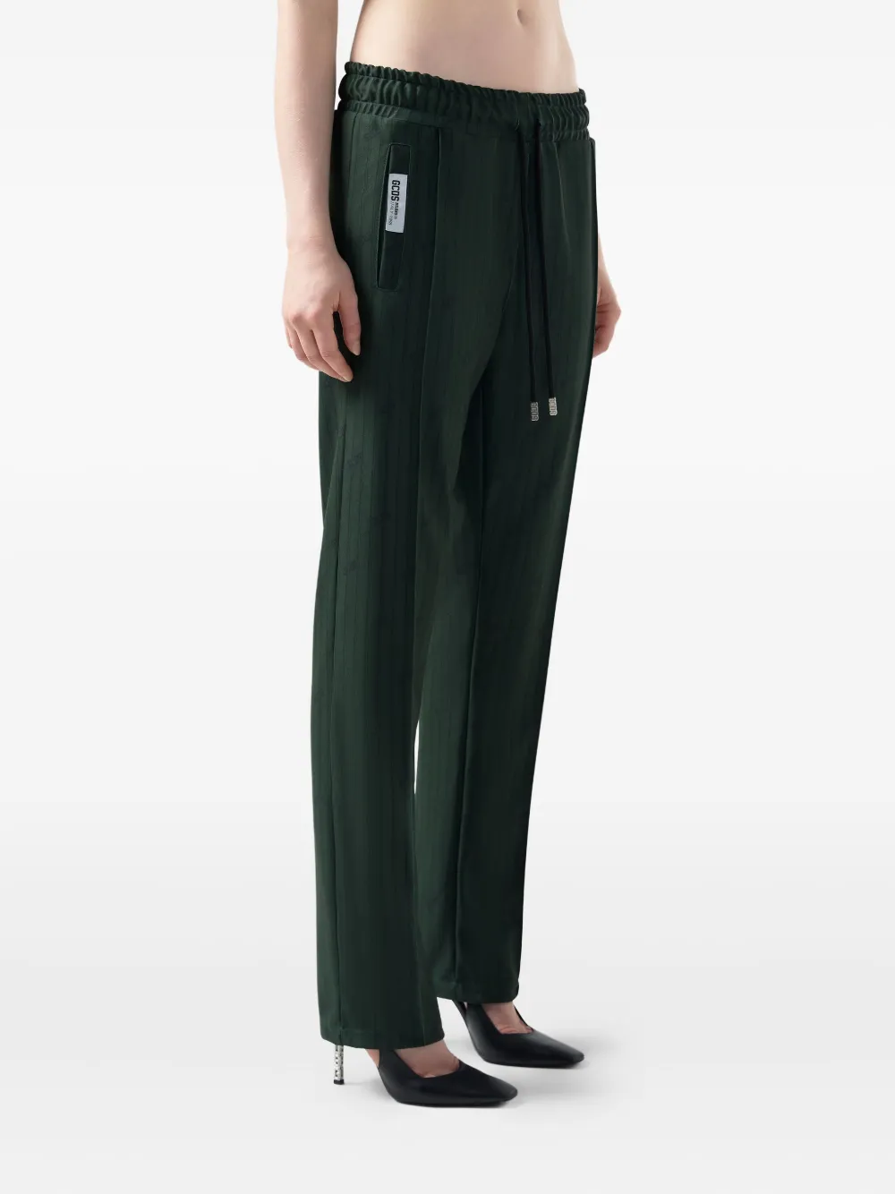 Gcds Pinstripe Drawstring Trousers In Green