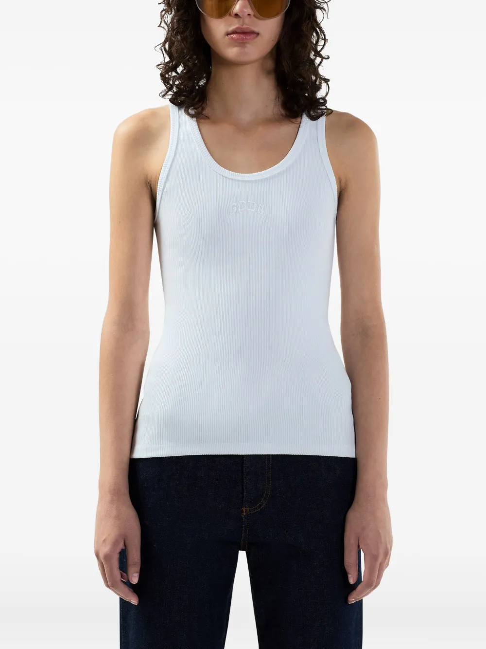 GCDS Geribbelde top Wit