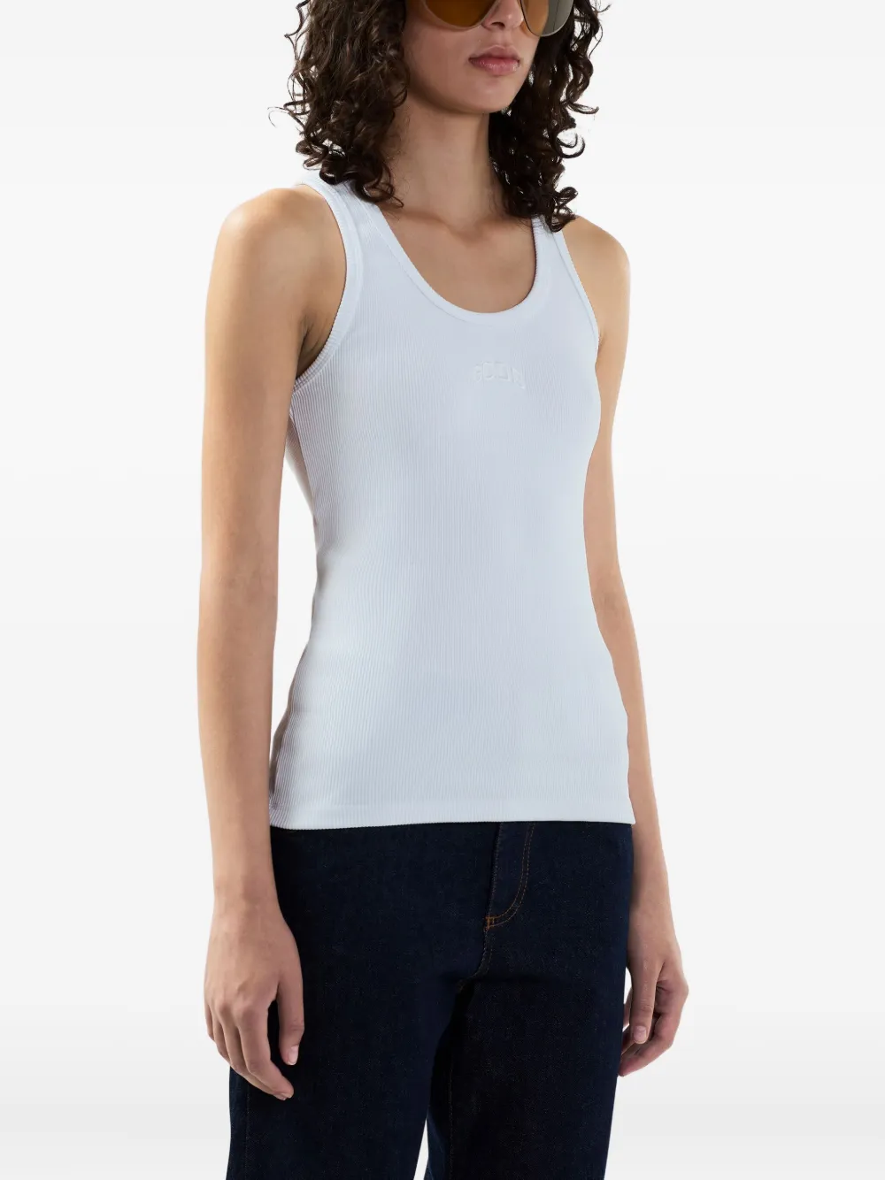 GCDS Geribbelde top Wit