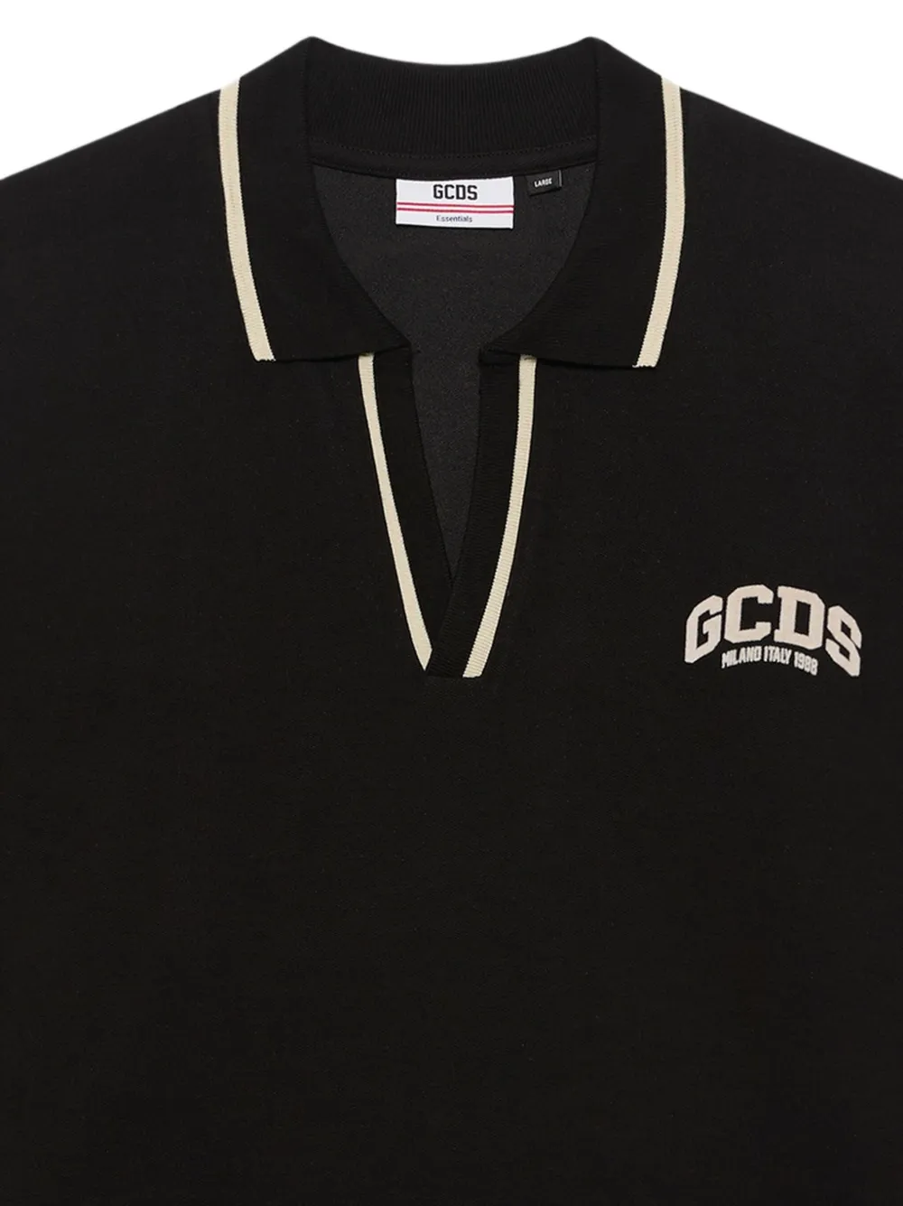 GCDS Poloshirt met V-hals - Zwart