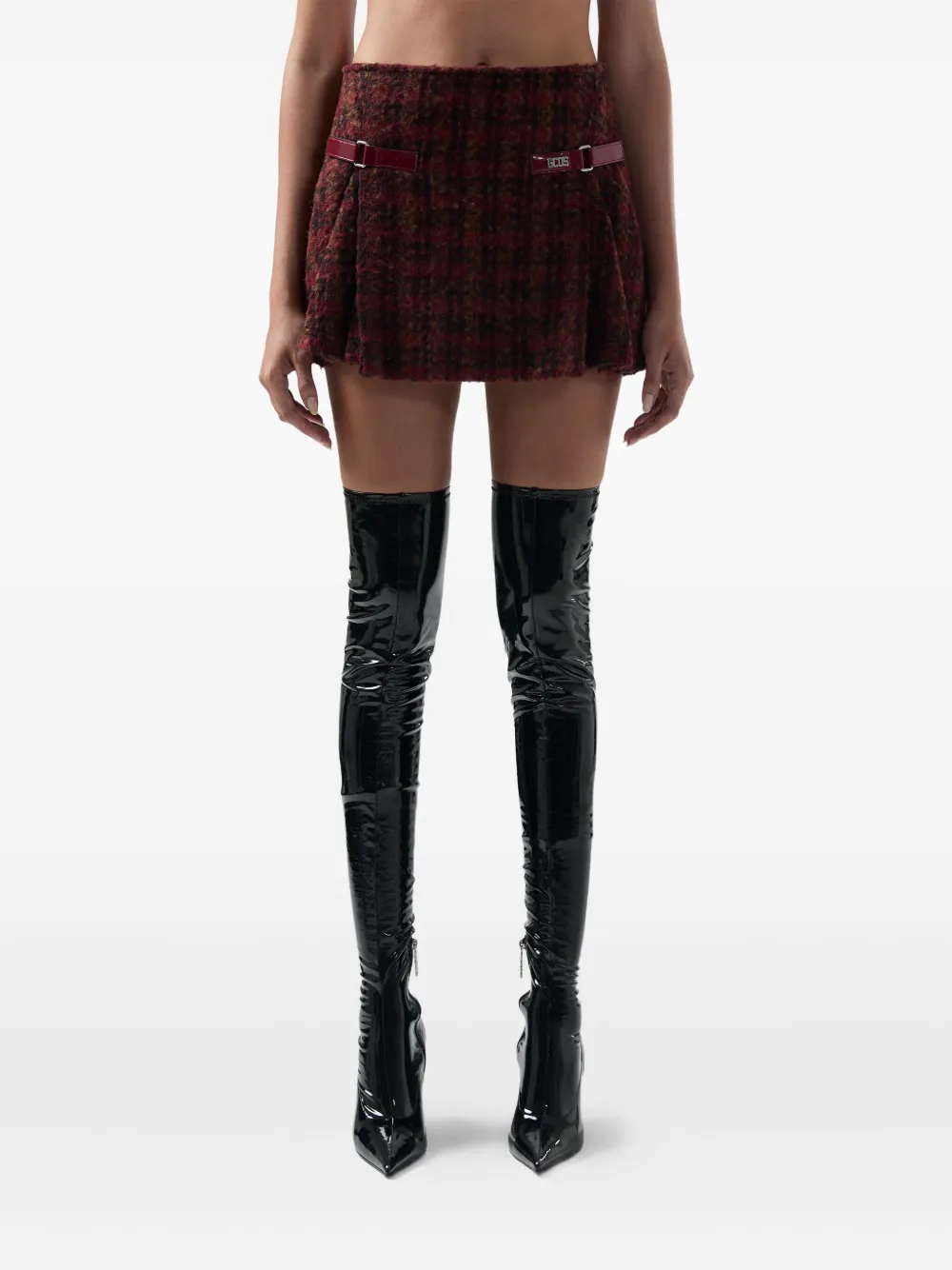 Gcds Buckle Check Skirt In Red