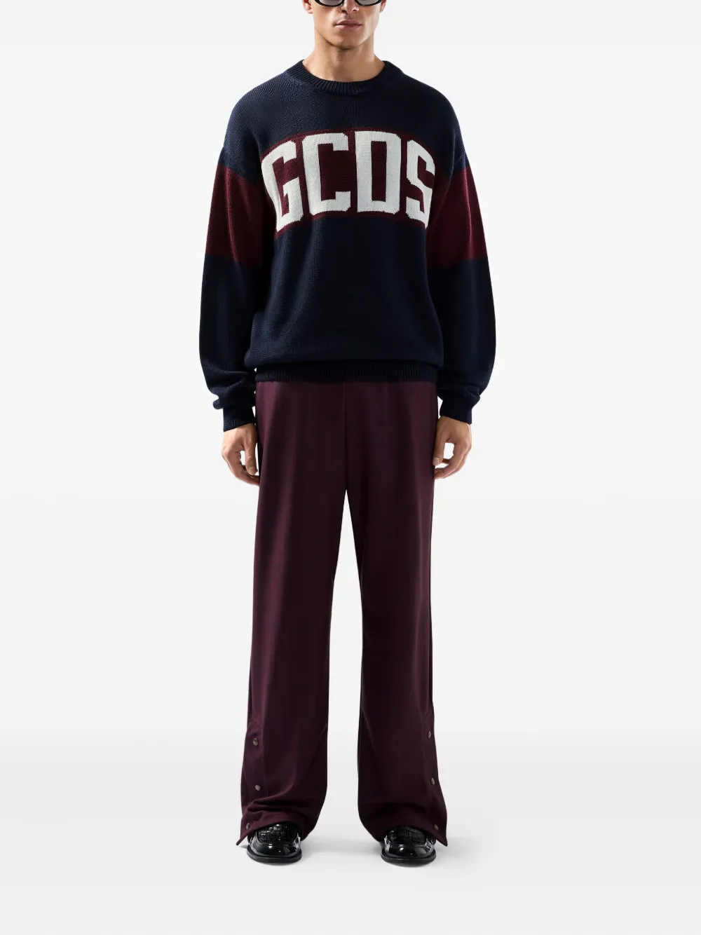 GCDS striped logo-detail sweater - Blauw