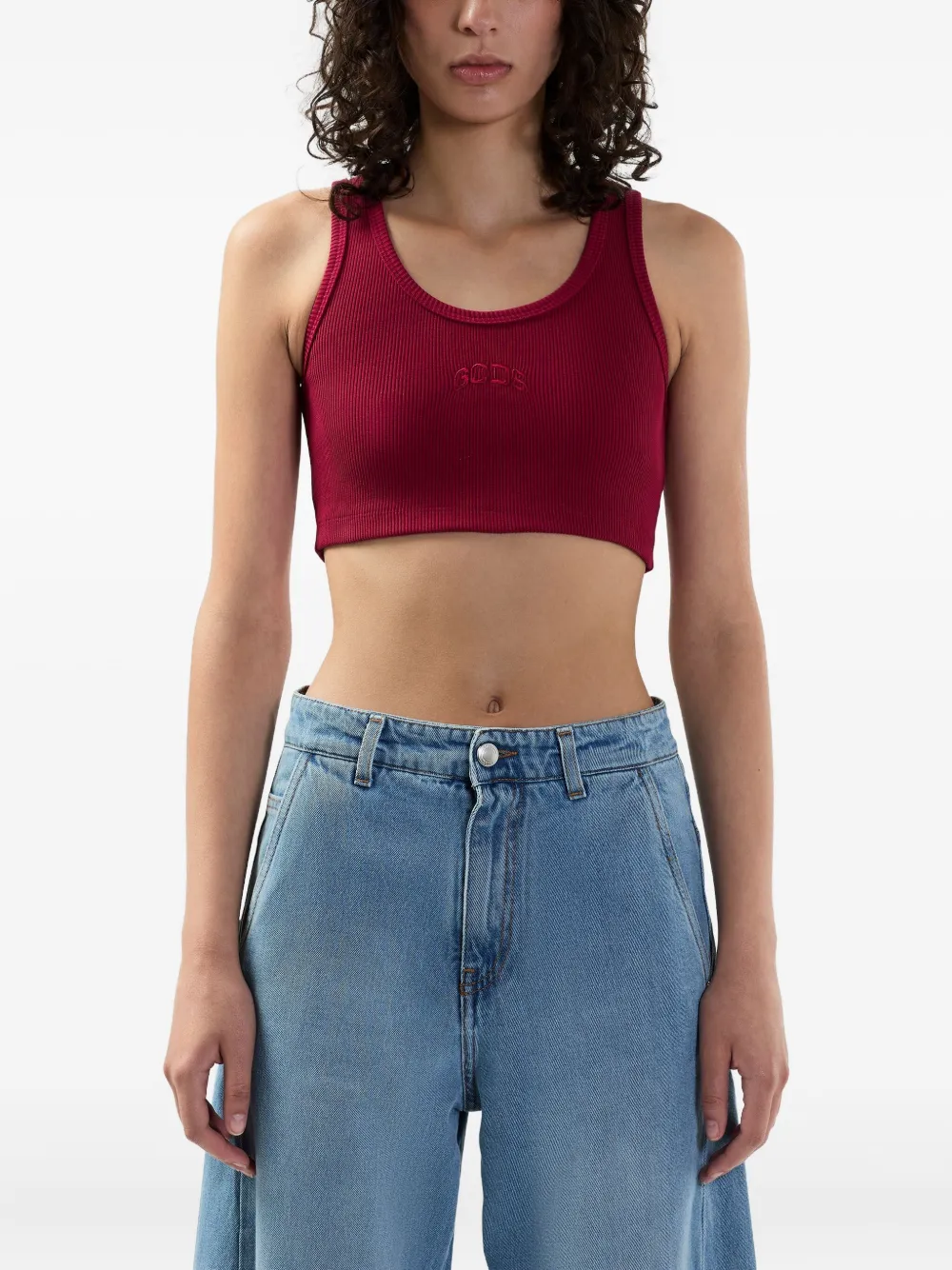 GCDS Tanktop met geborduurd logo Rood