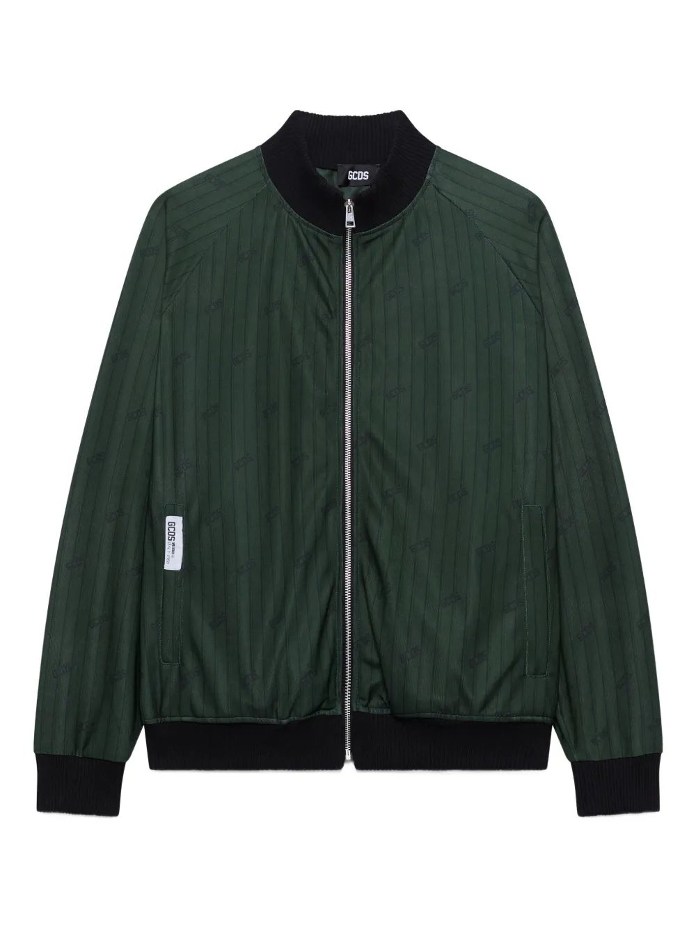 Gcds Pinstripe Logo-patch Jacket In Green