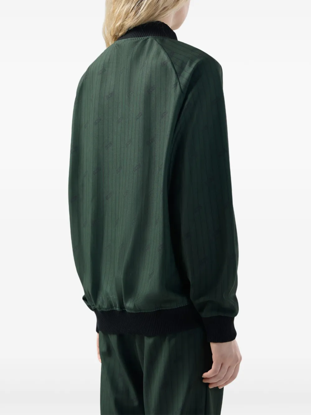 Gcds Pinstripe Logo-patch Jacket In Green