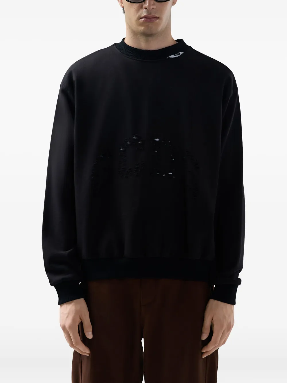 Gcds Distressed-effect Sweatshirt In Black
