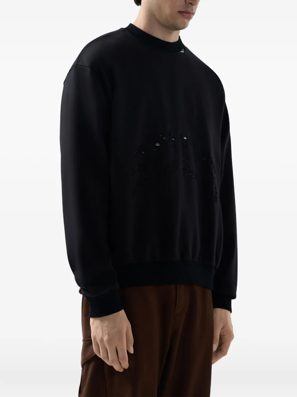 Gcds Distressed-effect Sweatshirt In Black