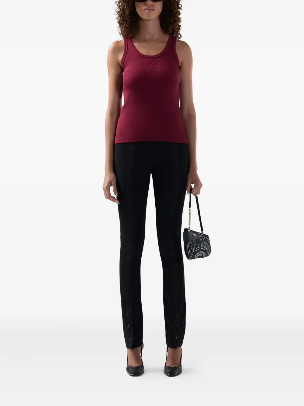 Gcds Ribbed Embroidered Tank Top In Purple