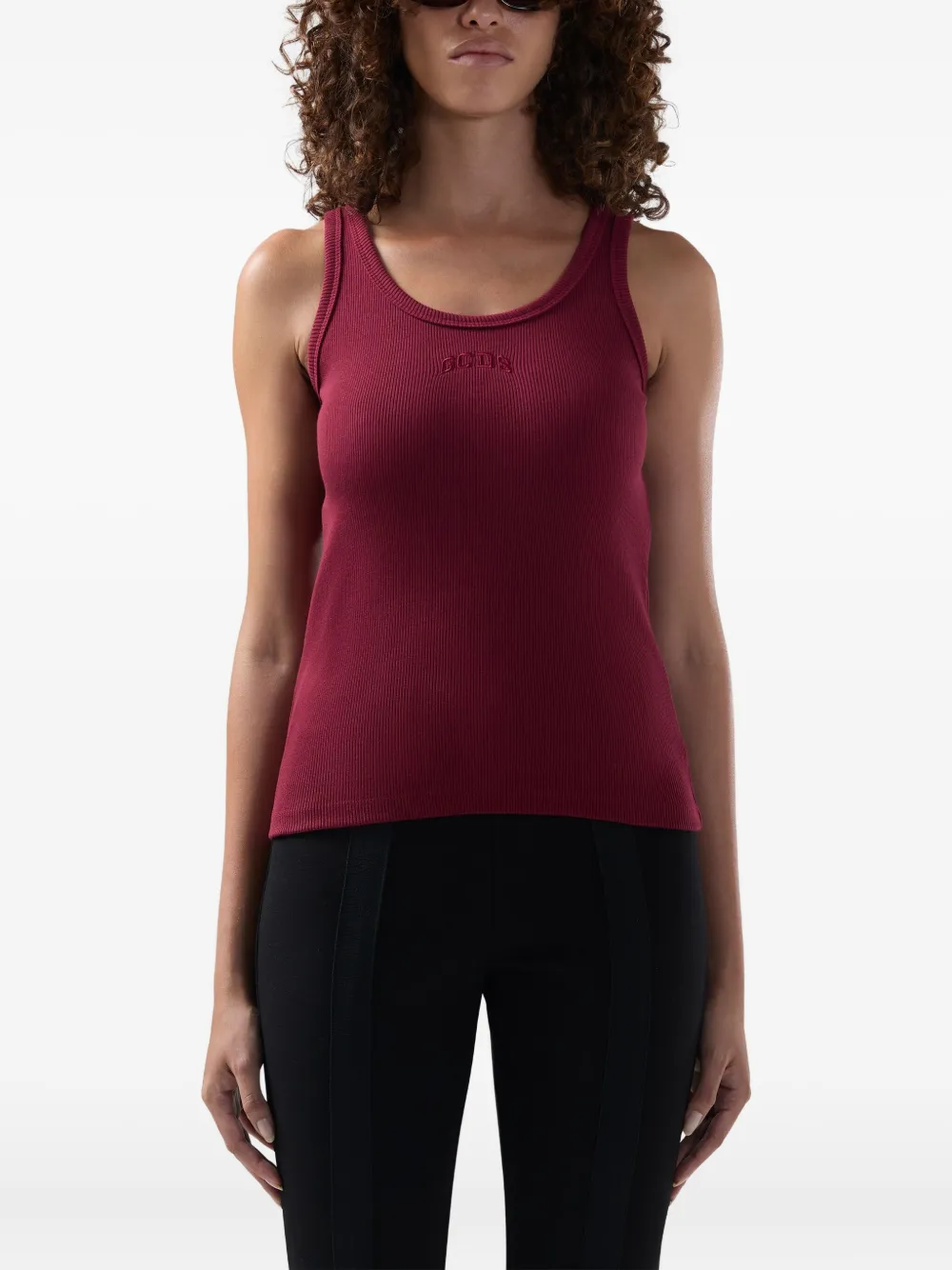 Gcds Ribbed Embroidered Tank Top In Purple