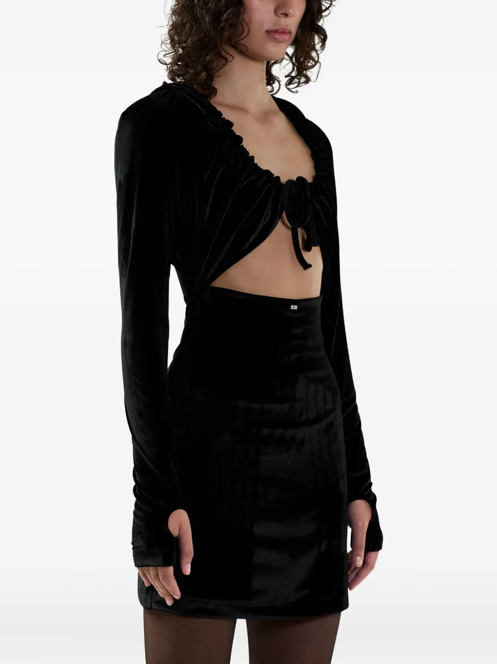 GCDS Mini-jurk met capuchon en ruches Zwart
