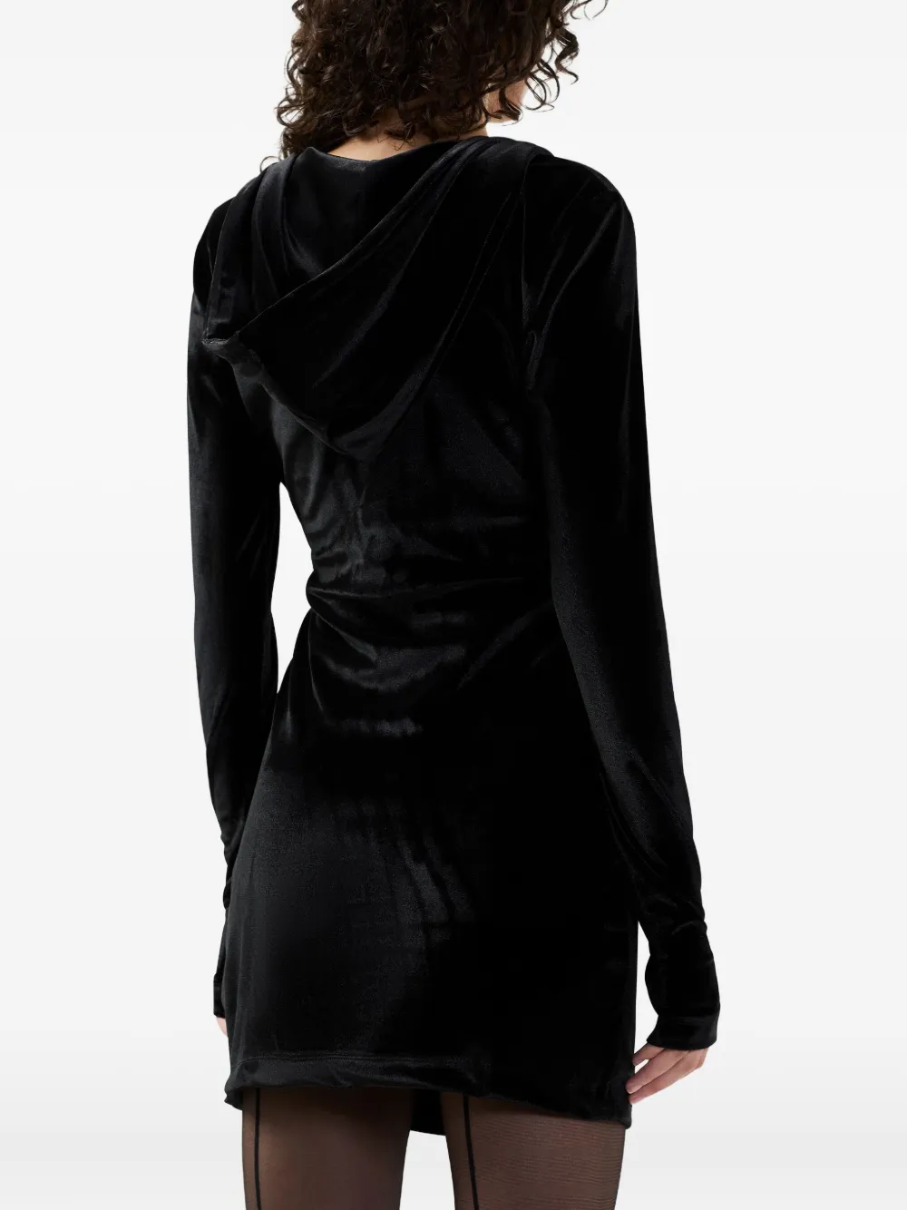 GCDS Mini-jurk met capuchon en ruches Zwart