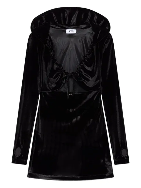 GCDS hooded ruffled mini dress