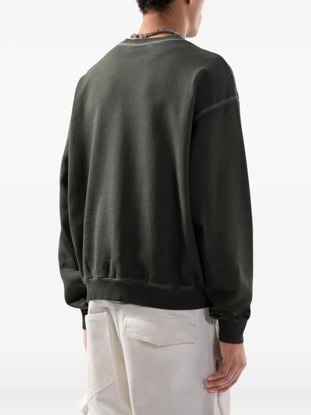 Gcds Logo-patch Crew-neck Sweater In Green