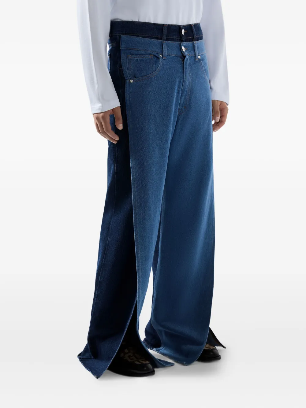 GCDS Denim met vlakken en split Blauw