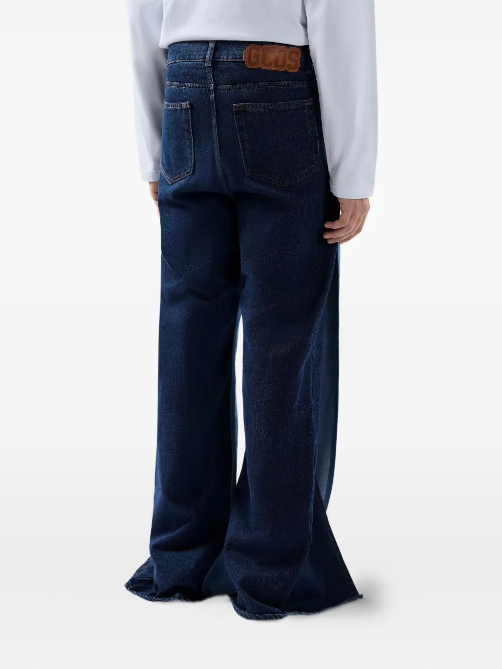 GCDS Denim met vlakken en split Blauw