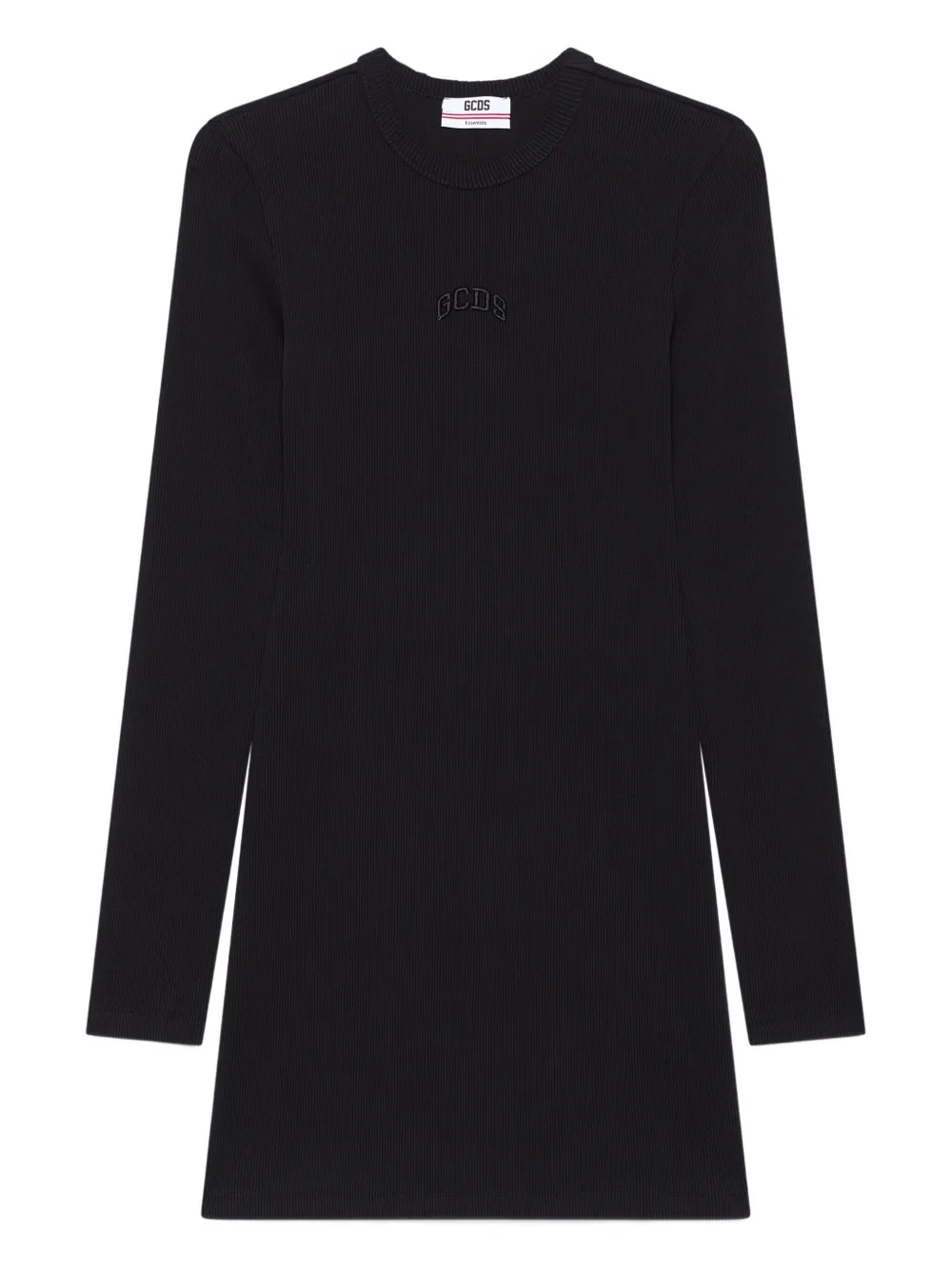 Gcds Logo Ribbed Mini Dress In Black
