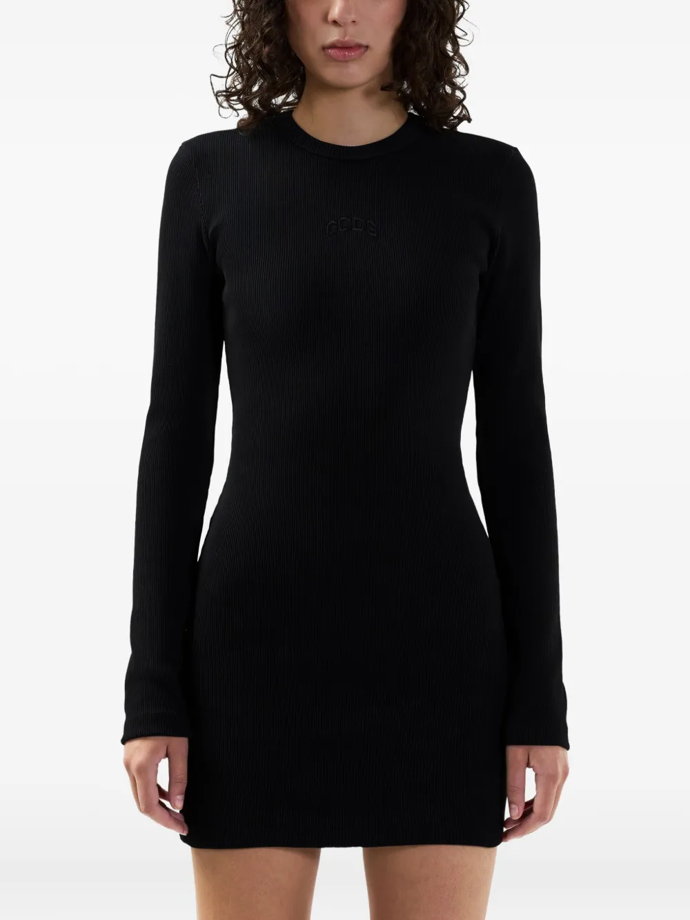 GCDS Geribbelde mini-jurk met logo Zwart